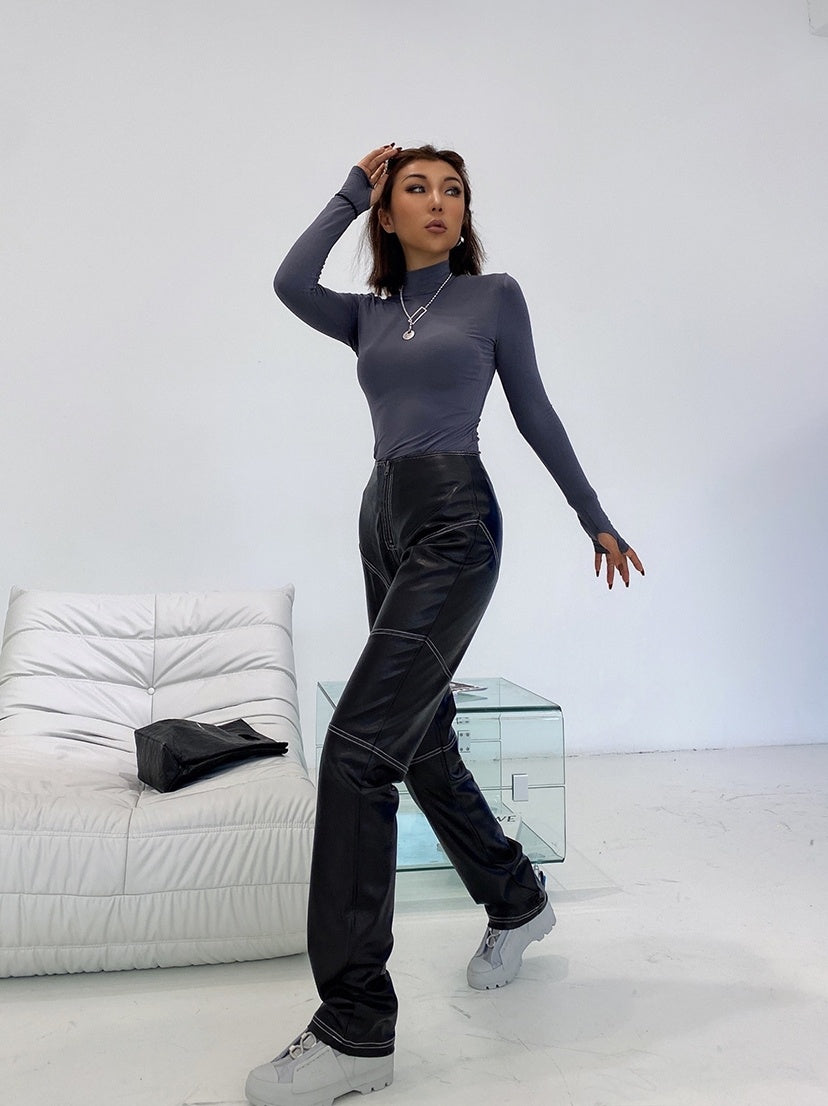 Fashion Stretch High-end Design Exposed Leather Pants - Bellarte Enchanté Fashion Stretch High-end Design Exposed Leather Pants